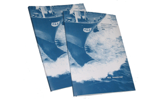 Diese Grafik zeigt die beiden Geschäftsberichte (deutsch/englisch) der Hanseatic Lloyd Reederei.